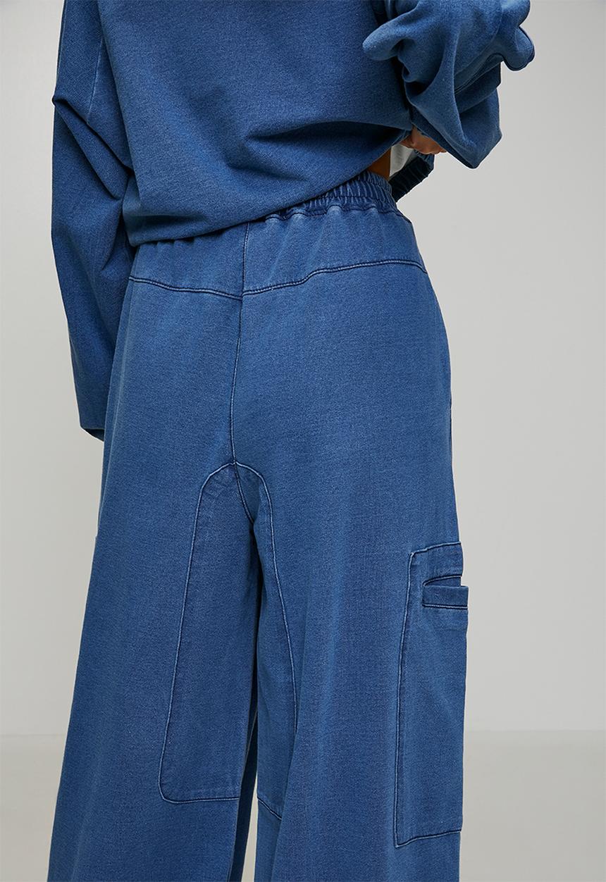 Street Sport Printed Cargo Pants - Denim Blue/Warped Blue