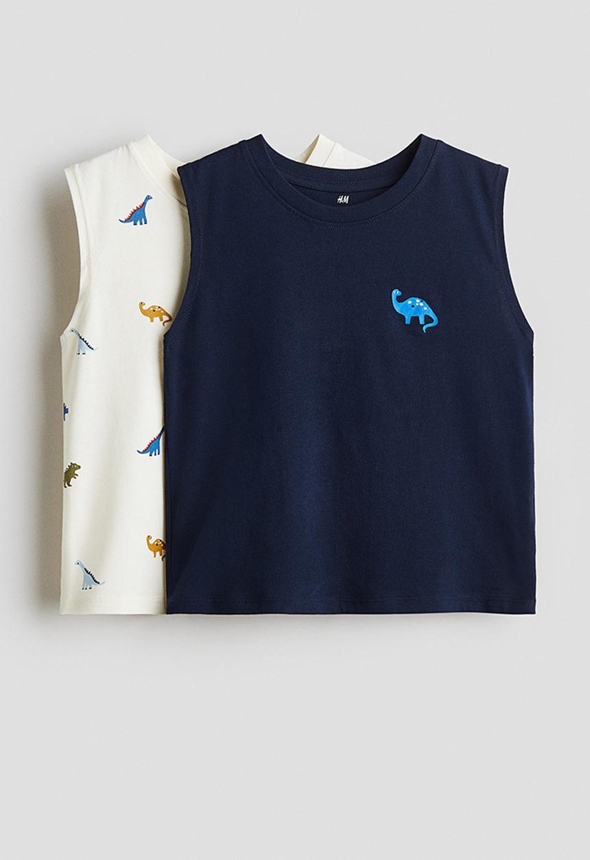 H&M - 2-Pack printed vest tops - cream/dinosaurs