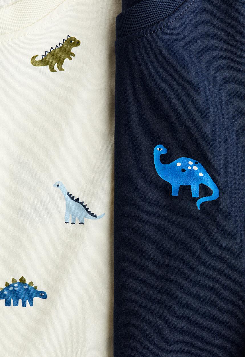 H&M - 2-Pack printed vest tops - cream/dinosaurs