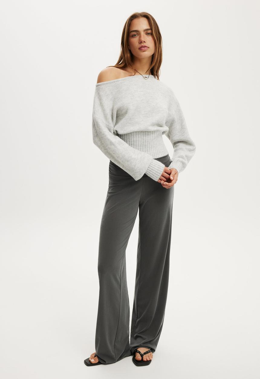 Cotton On - Luxe Slouch Off Shoulder Knit - Grey Marle