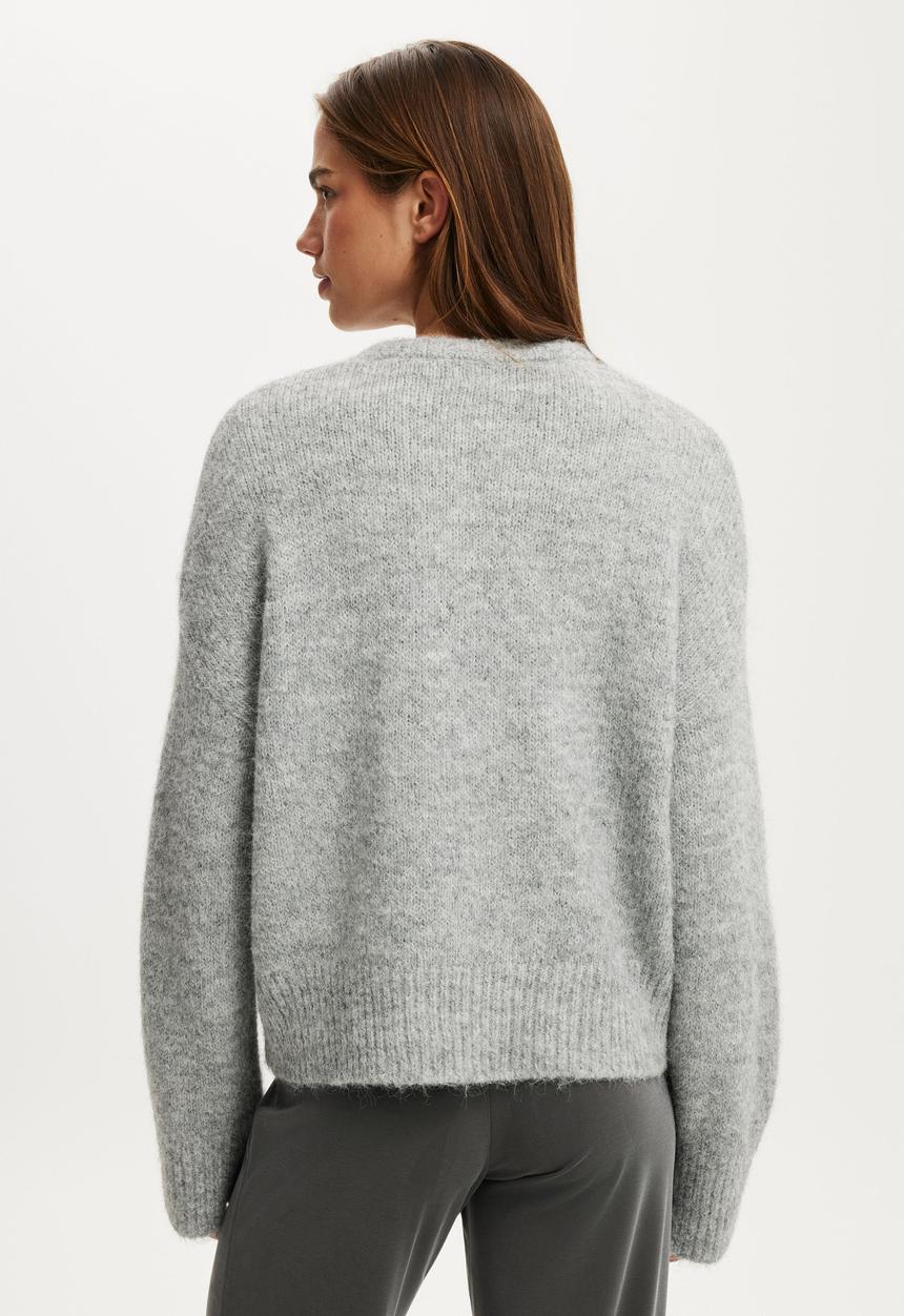 Cotton On - Luxe Crew Neck Sweater - Dreamy Mid Grey Marle