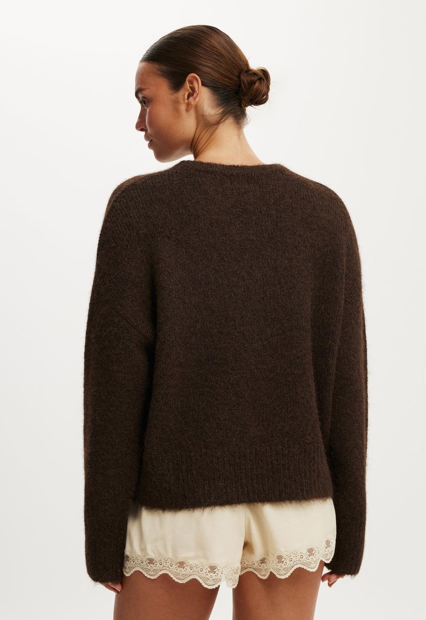 Cotton On - Luxe Crew Neck Sweater - Dreamy Dark Oak