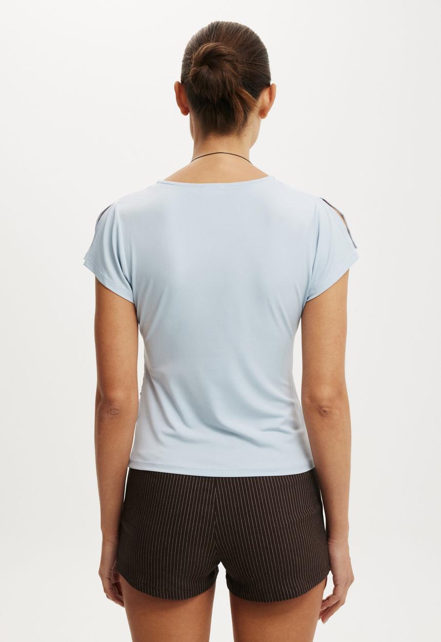 Cotton On - Marlo Wrap Short Sleeve - Iced Marine