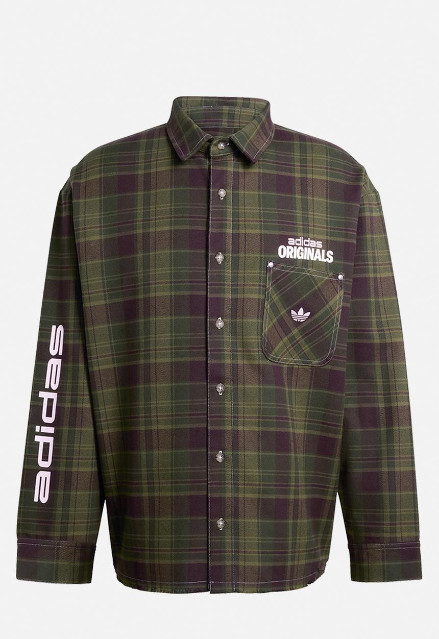 adidas Originals - Originals Workwear Graphic Flannel Workshirt - Olive plaid