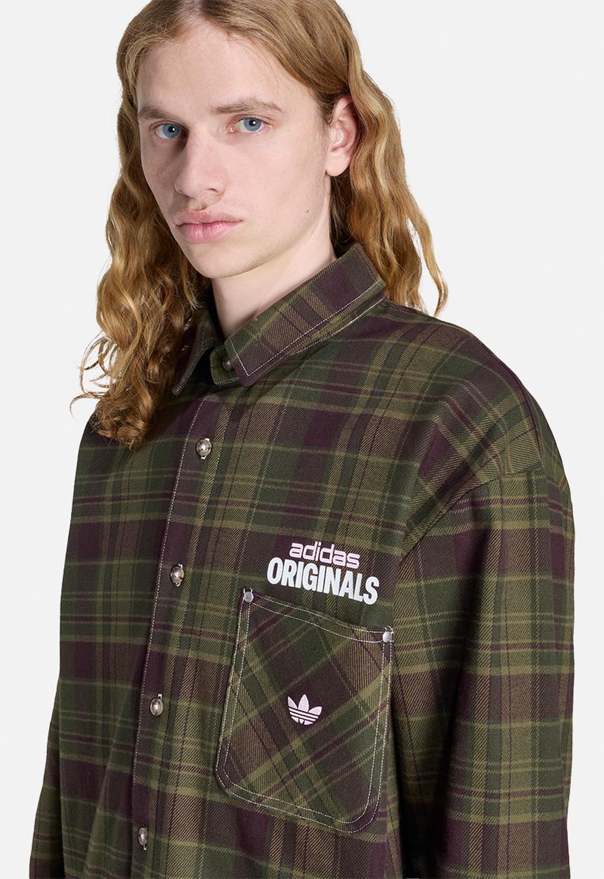 adidas Originals - Originals Workwear Graphic Flannel Workshirt - Olive plaid