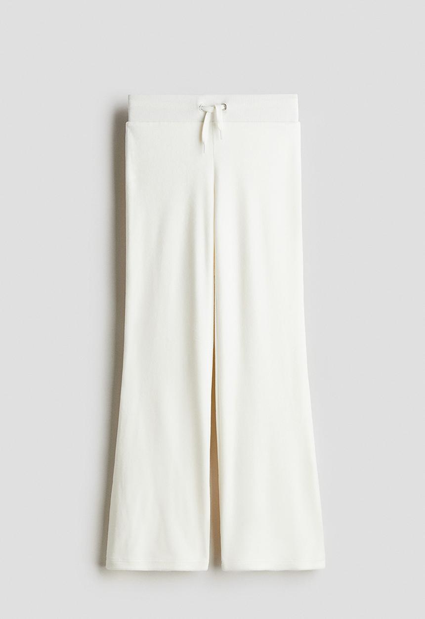 H&M - Flared velour joggers - white