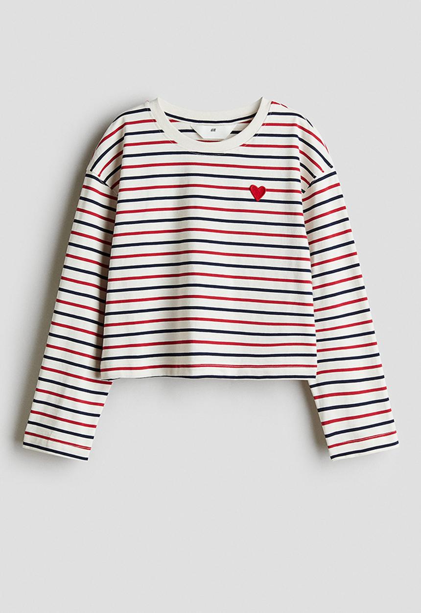 H&M - Loose-fit top - white/striped