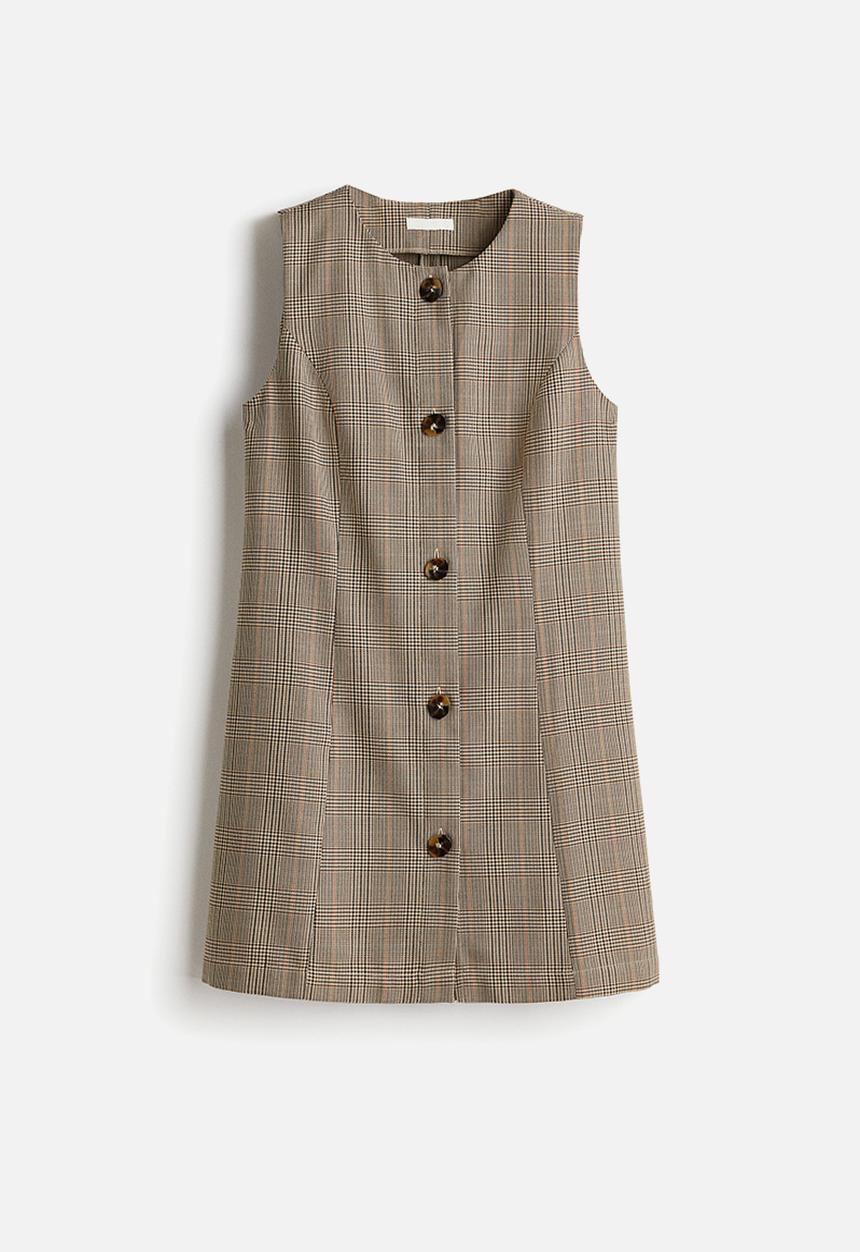 H&M - Shift dress - beige checked