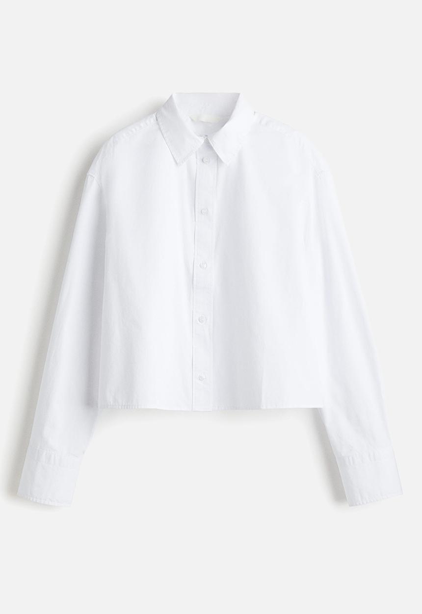 H&M - Short poplin shirt - white