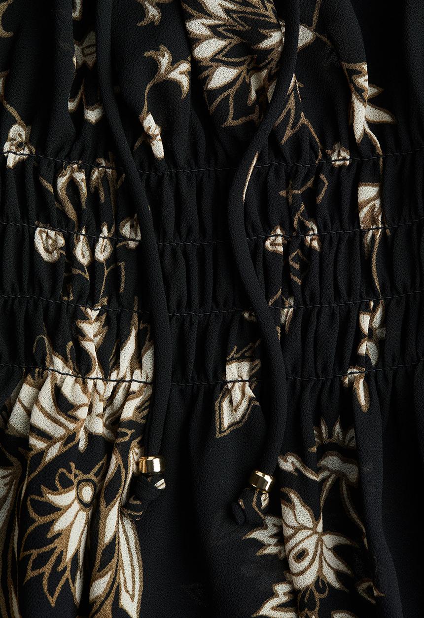 H&M - Smocked blouse - black patterned