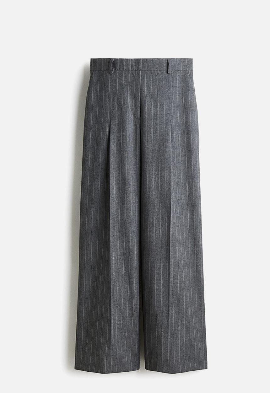 H&M - Tailored trousers - grey marl pinstriped