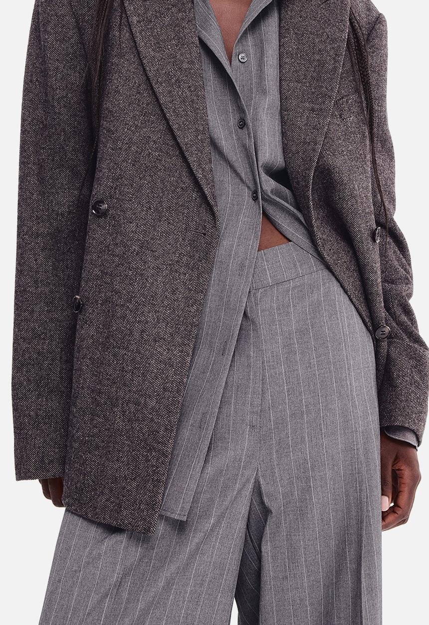 H&M - Tailored trousers - grey marl pinstriped