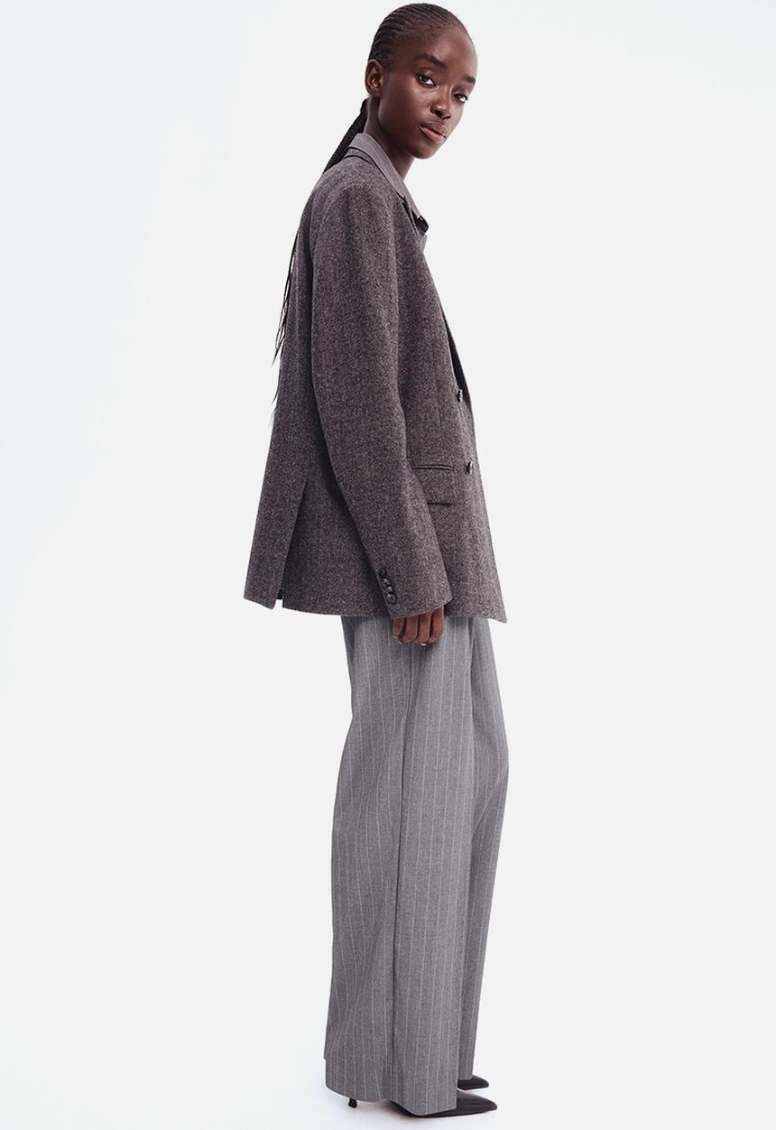 H&M - Tailored trousers - grey marl pinstriped