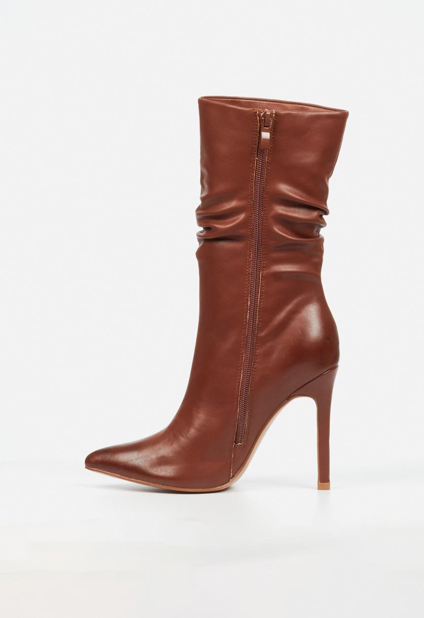 Miss Black - Boss 3 ruched heel ankle boot - brown