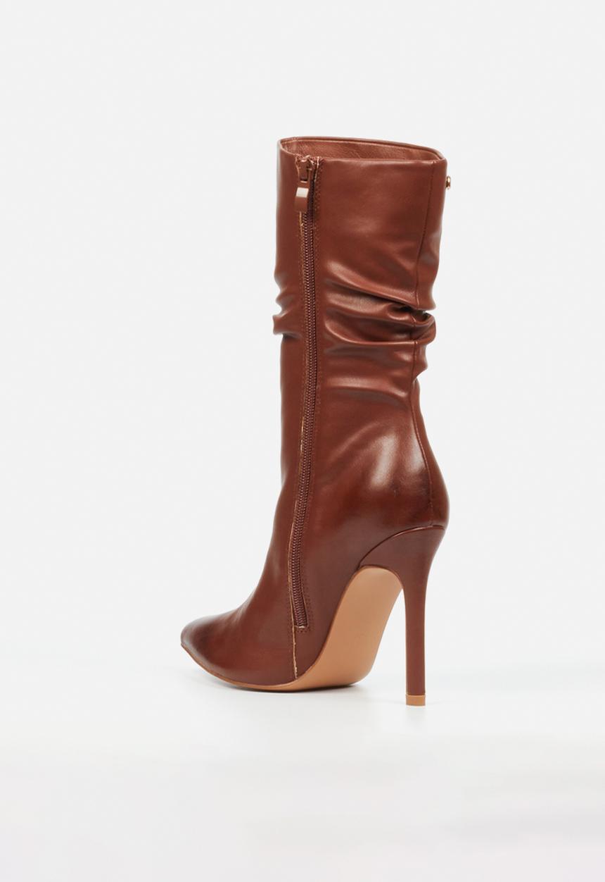 Miss Black - Boss 3 ruched heel ankle boot - brown