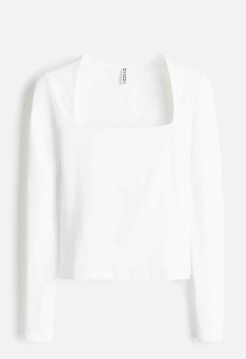 H&M - Long-sleeved microfibre top - white