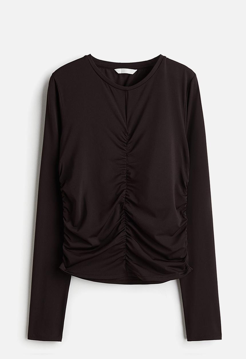 H&M - Draped long-sleeved top - dark brown