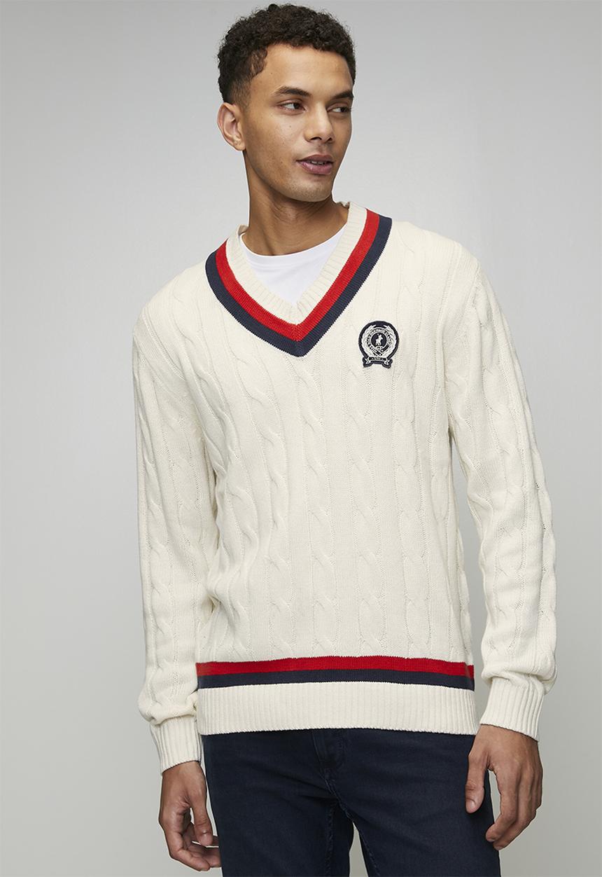 POLO - Kan Cable Ls Knitwear - Off White