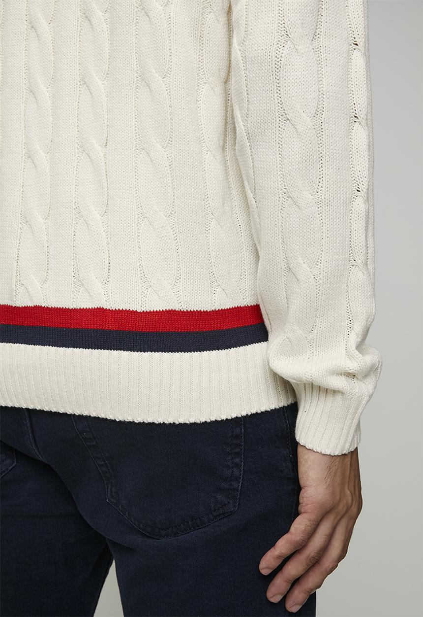 POLO - Kan Cable Ls Knitwear - Off White