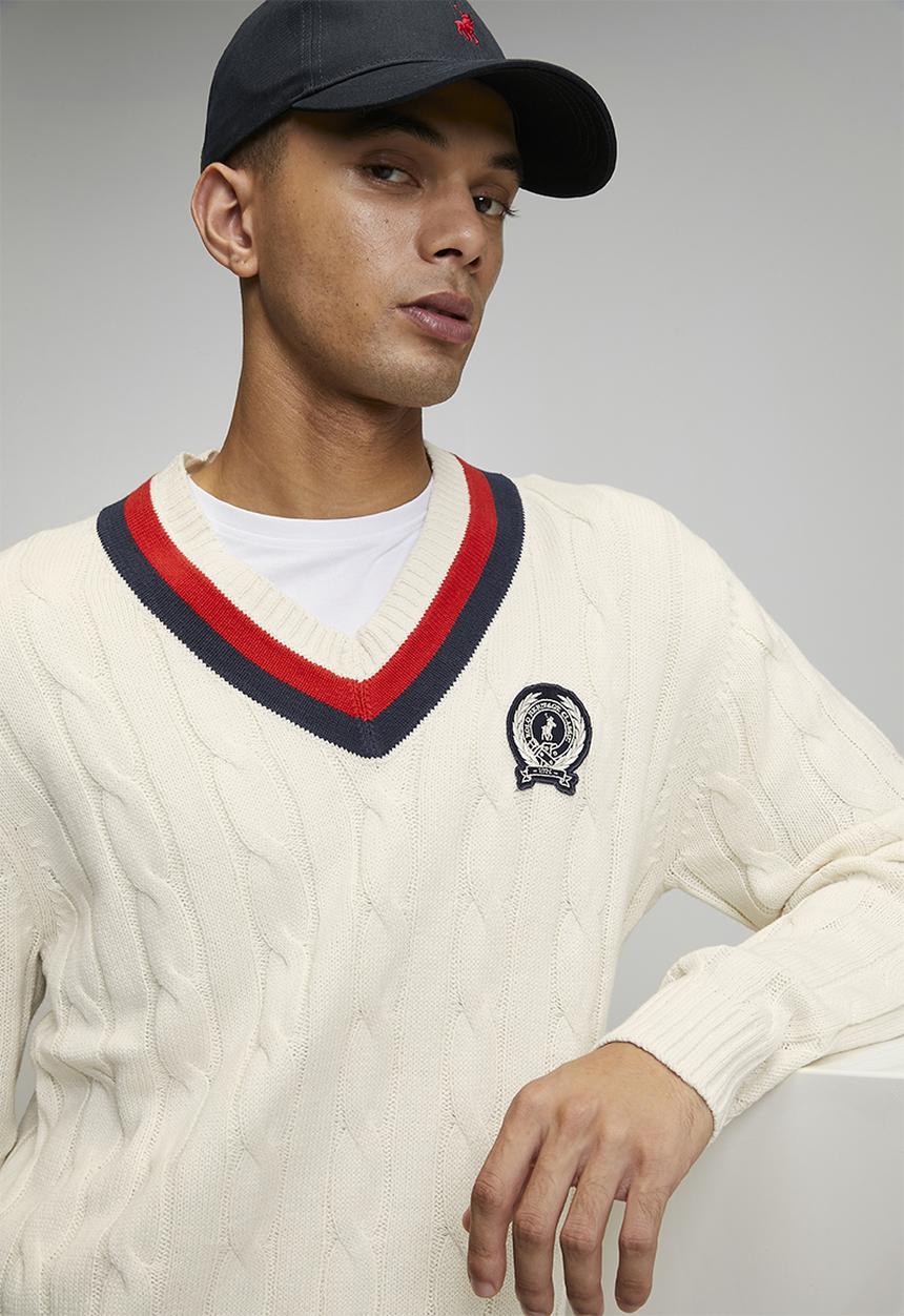 POLO - Kan Cable Ls Knitwear - Off White