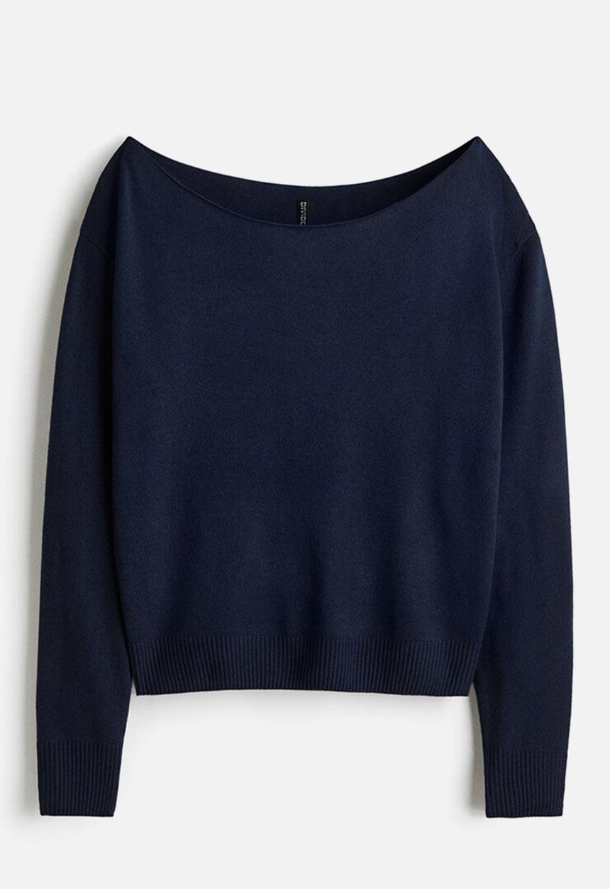H&M - Off-the-shoulder jumper - navy blue
