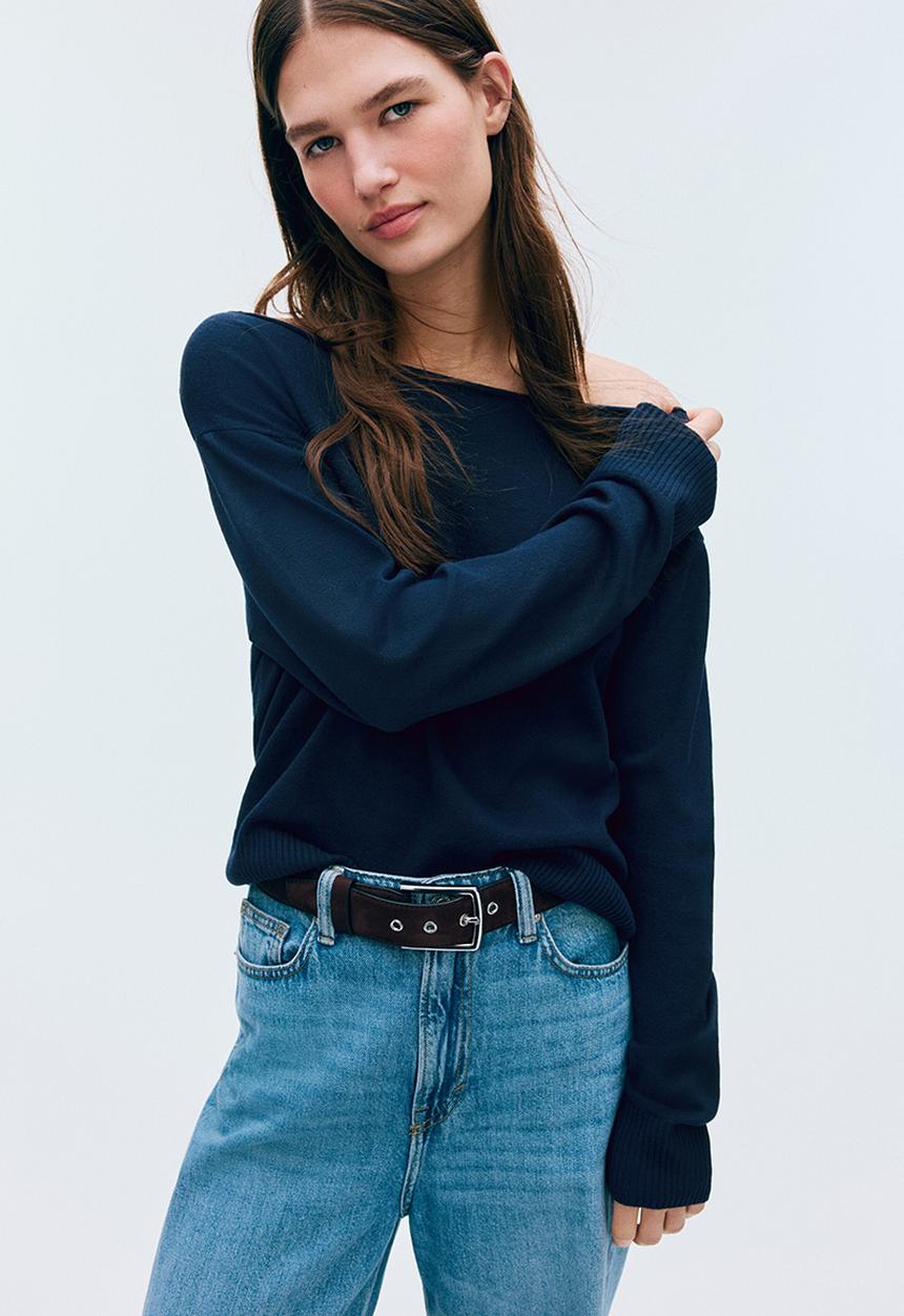H&M - Off-the-shoulder jumper - navy blue