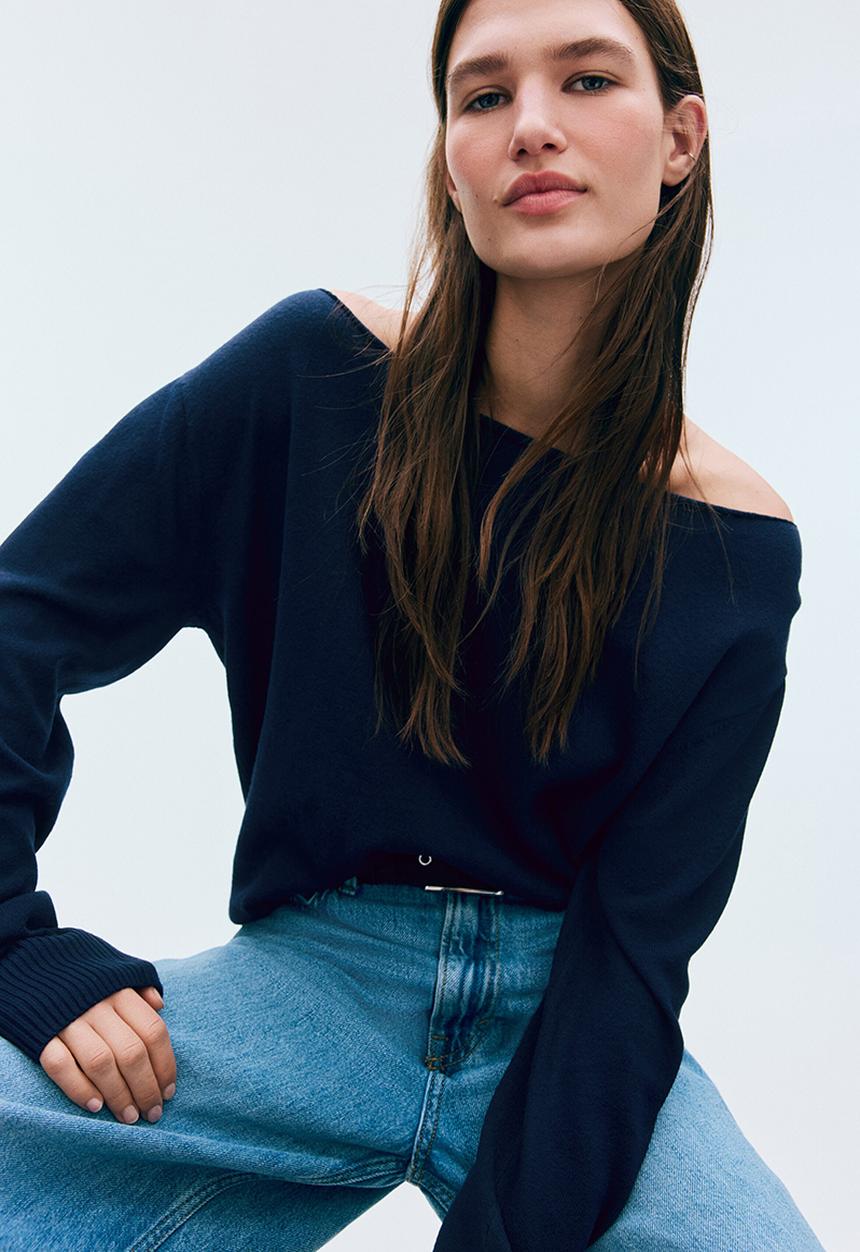 H&M - Off-the-shoulder jumper - navy blue