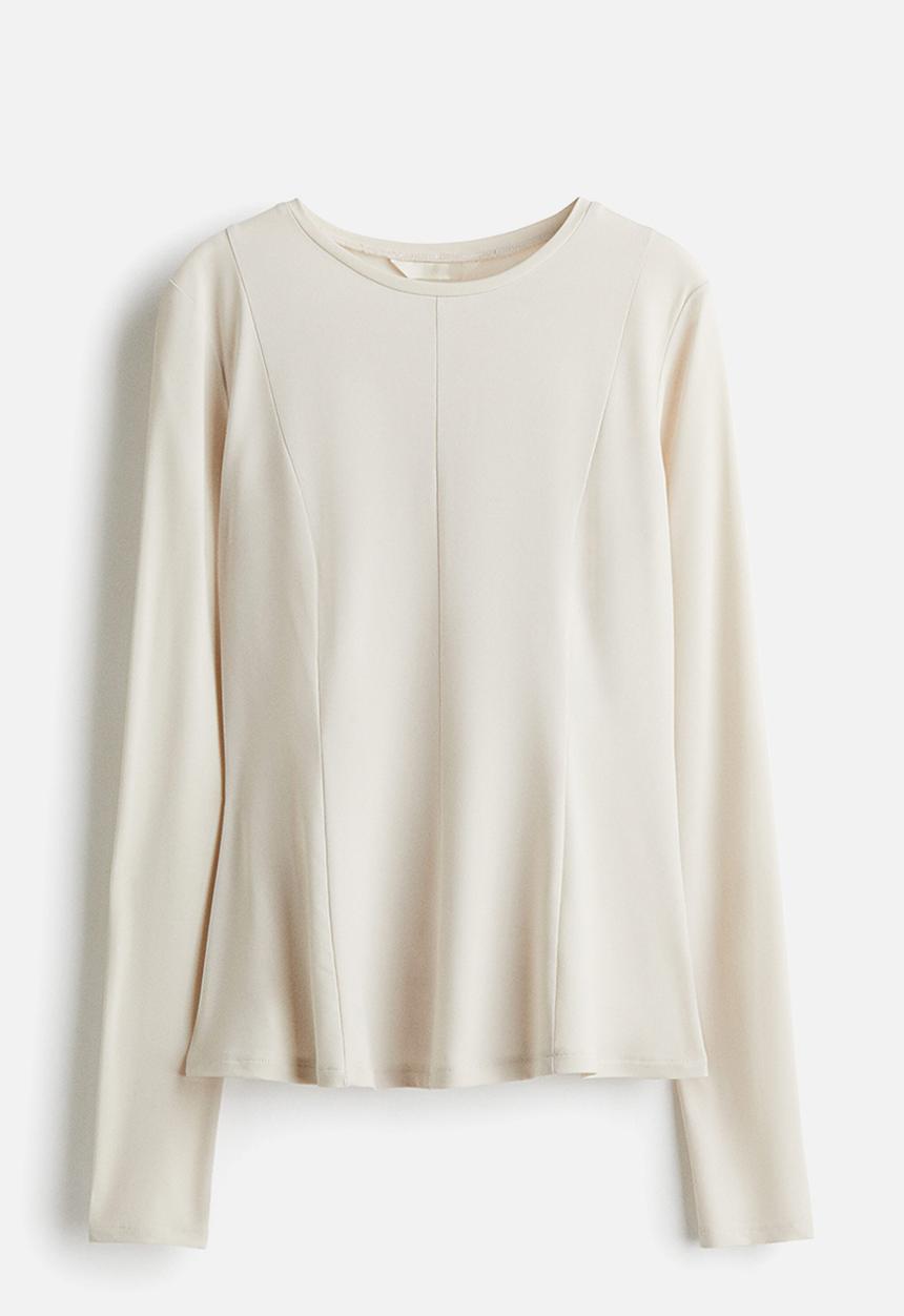 H&M - Peplum top - light-beige