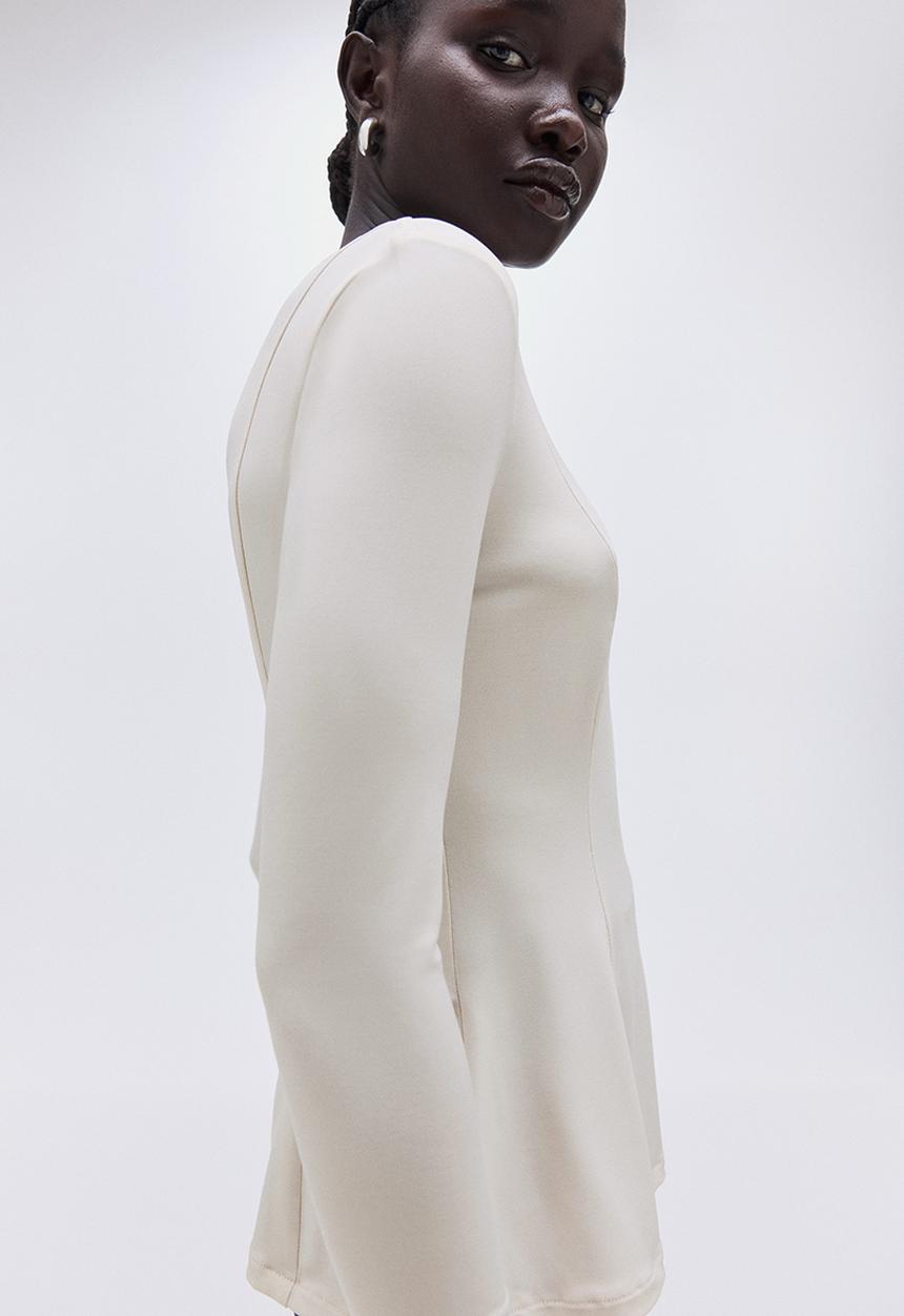 H&M - Peplum top - light-beige