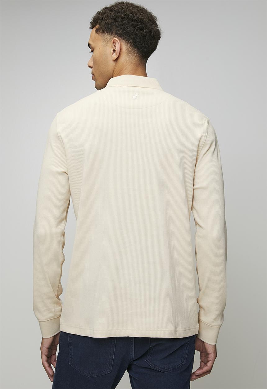 POLO - Kamo Pjc Ribbed Ls Golfer - Light Stone