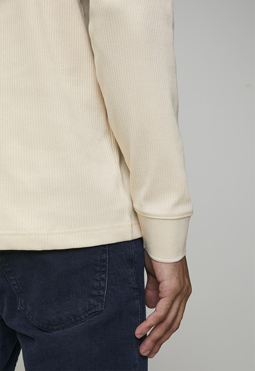 POLO - Kamo Pjc Ribbed Ls Golfer - Light Stone
