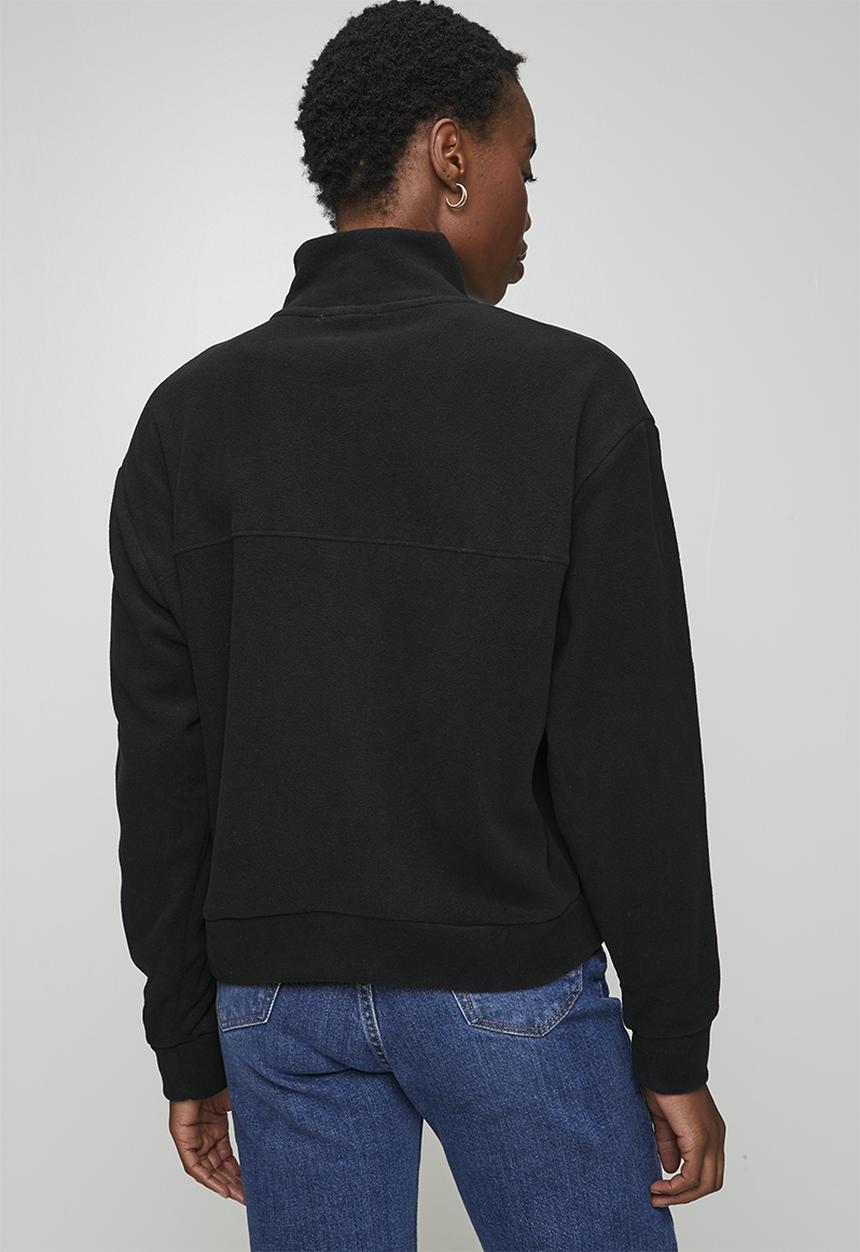 Brave Soul - Ladies Mid Zip Fleece Sweatshirt - Black