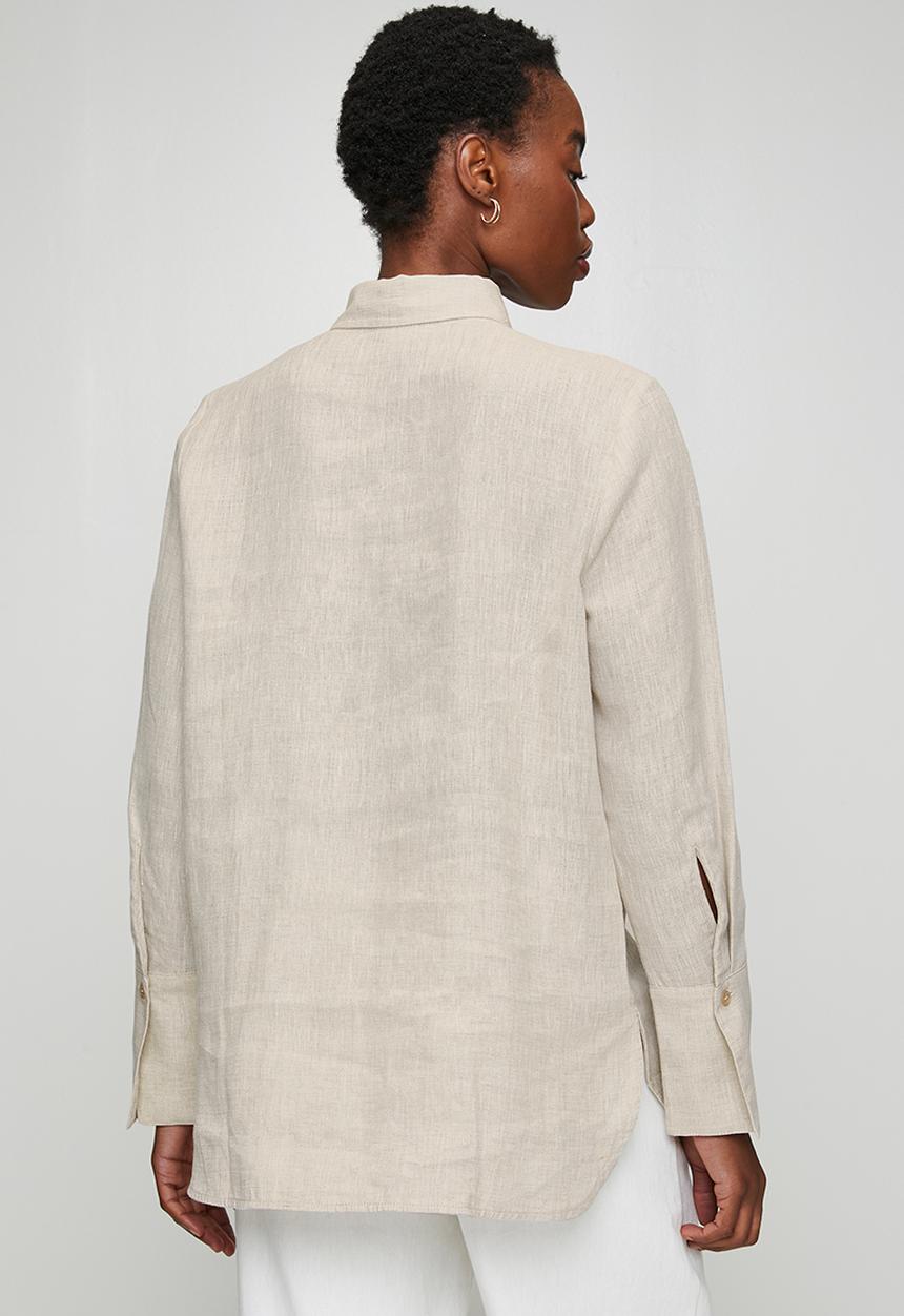 POLO - Wmn Leela Linen Shirt - Stone