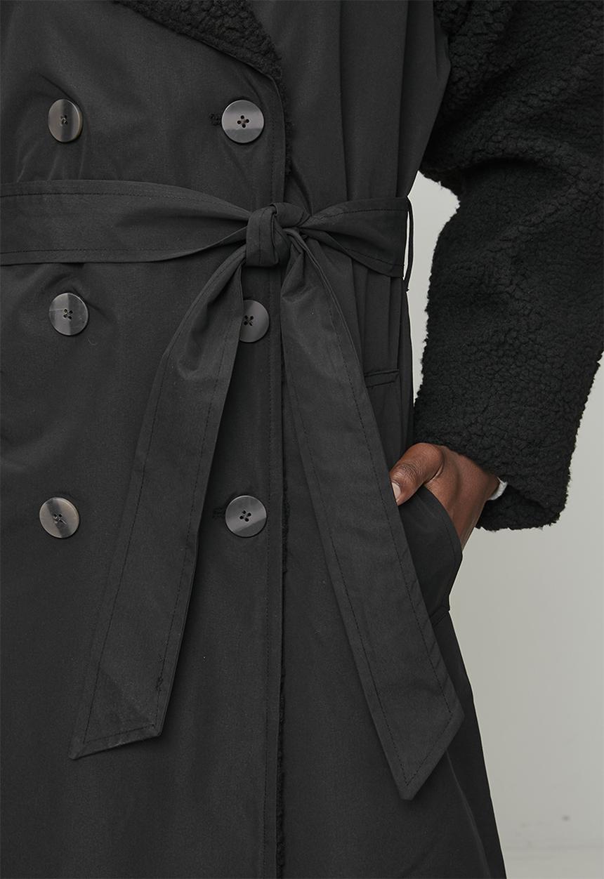 Brave Soul - Ladies Double Breasted Classic Mac - Black
