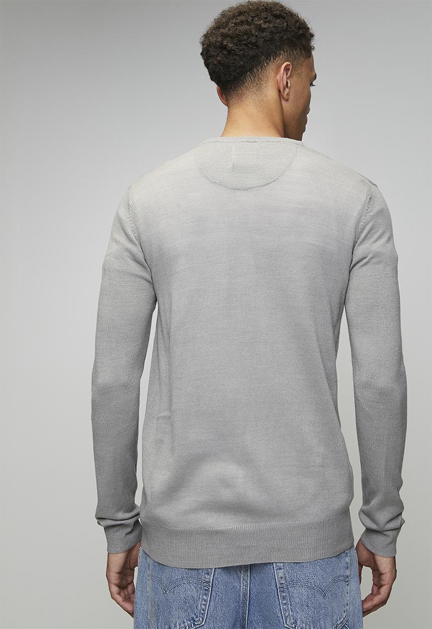 Brave Soul - V Neck Jumper - Silver Grey Marl