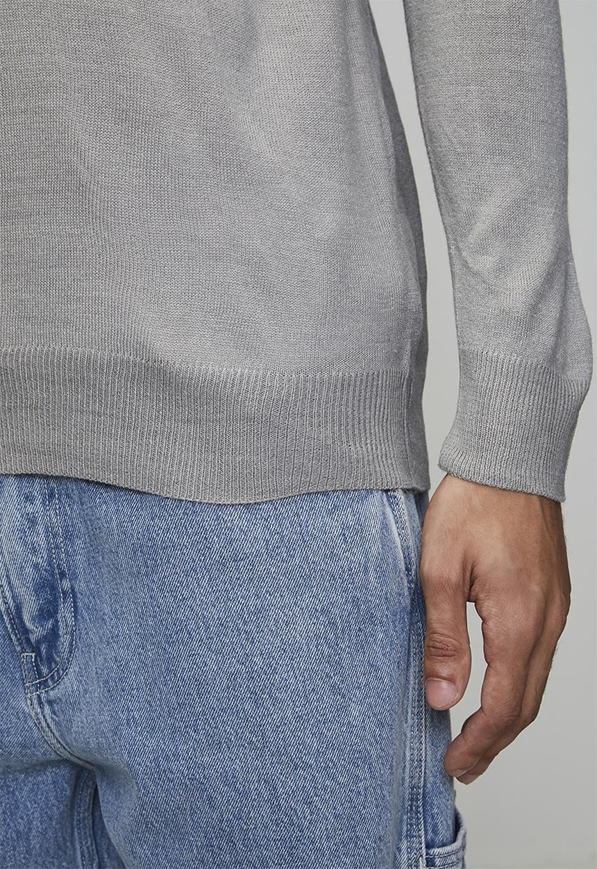 Brave Soul - V Neck Jumper - Silver Grey Marl