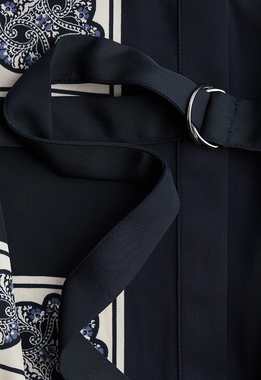 H&M - Belted shirt dress - navy blue patterned
