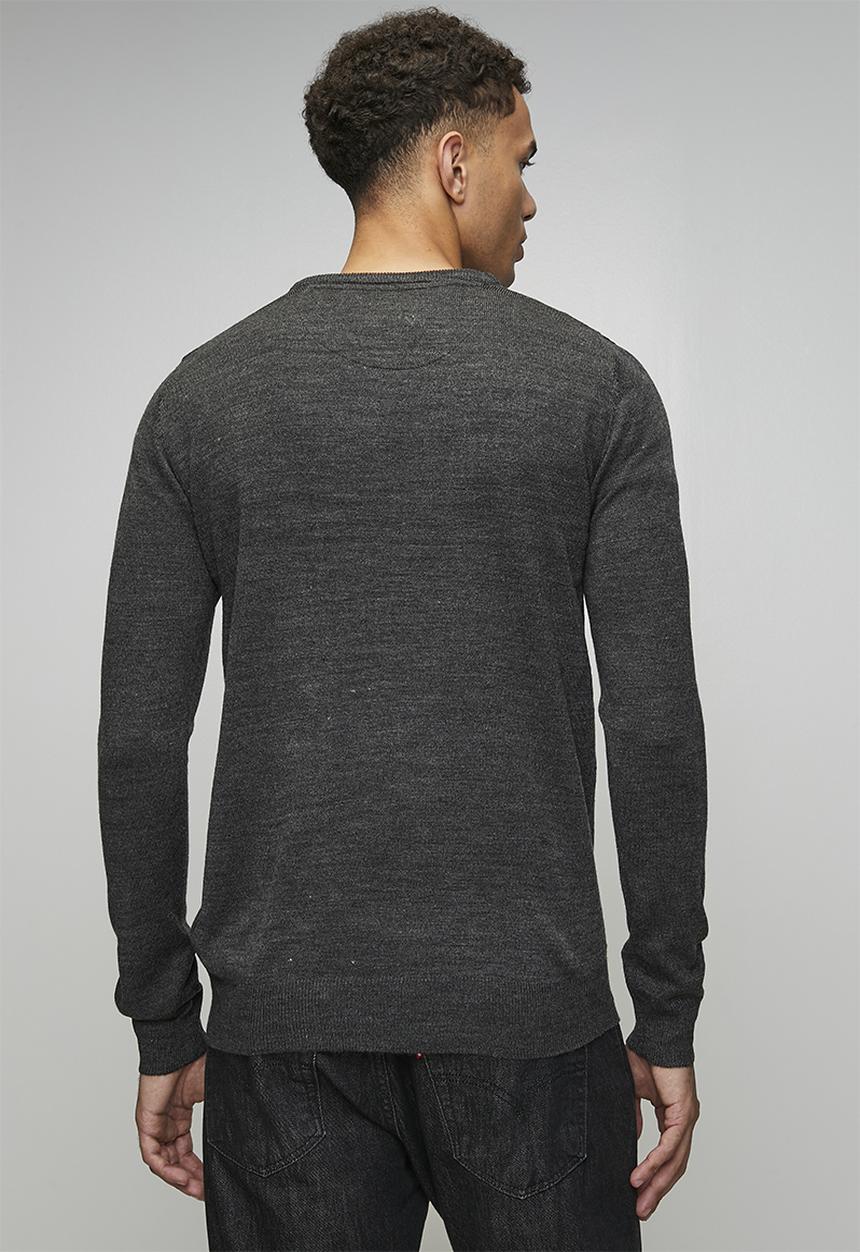 Brave Soul - V Neck Jumper - Dark Charcoal Mark