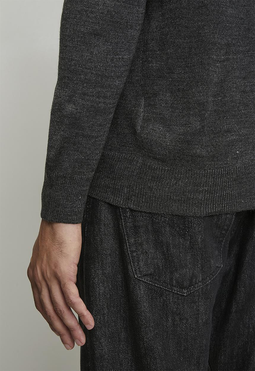 Brave Soul - V Neck Jumper - Dark Charcoal Mark