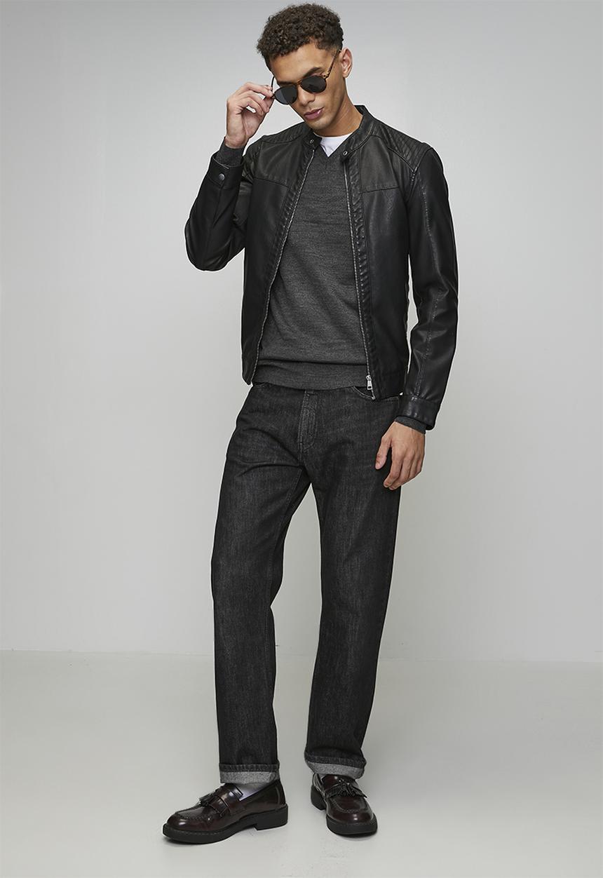 Brave Soul - V Neck Jumper - Dark Charcoal Mark