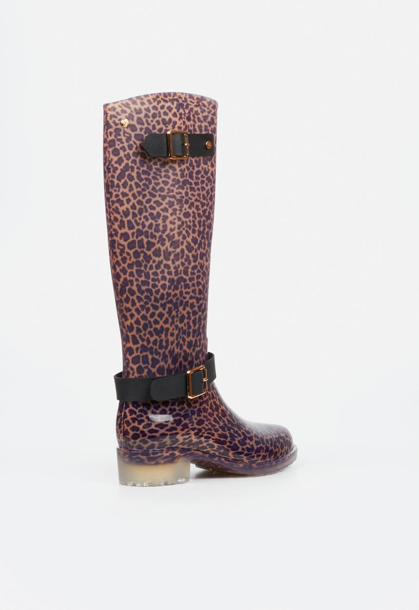 Viabeach - Cloudy 1 gold buckle rain high boot - leopard