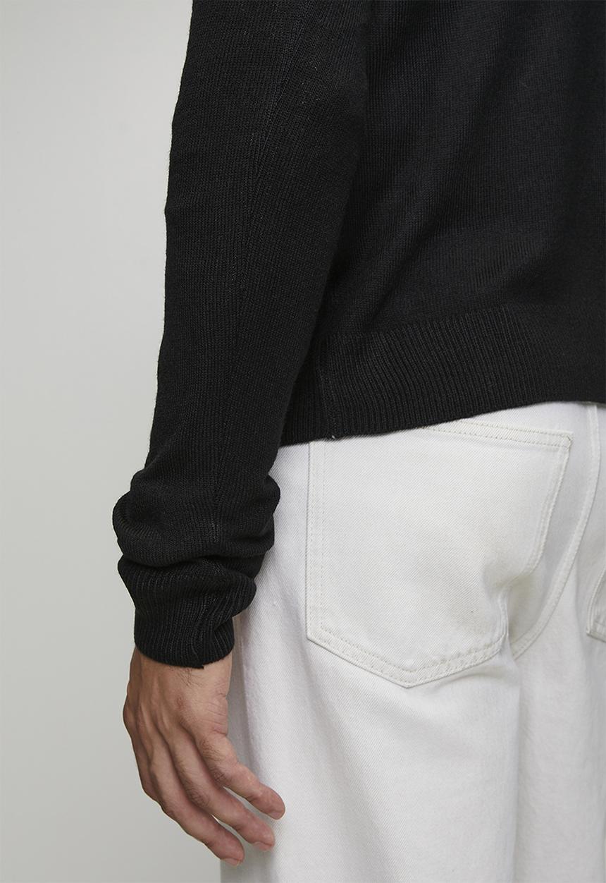 Brave Soul - 1/4 Concealed Zip Finnel Knitted Top  - Jet Black