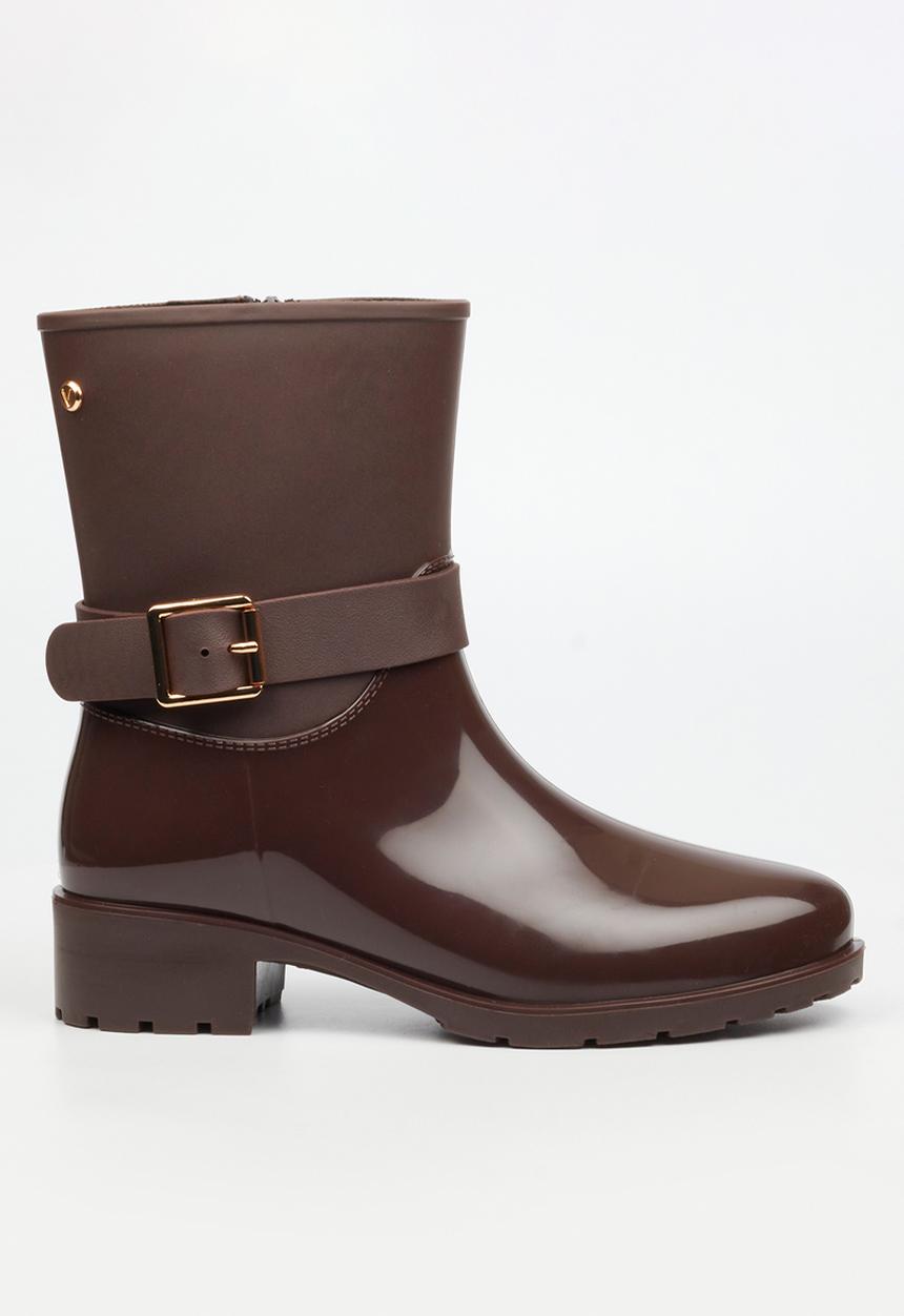 Viabeach - Cloudy 2 gold buckle rain ankle boot - chocolate