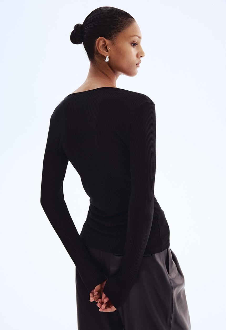 H&M - Rib-knit top - black