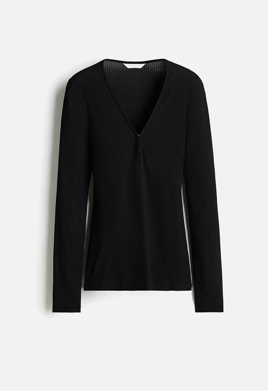 H&M - Rib-knit top - black
