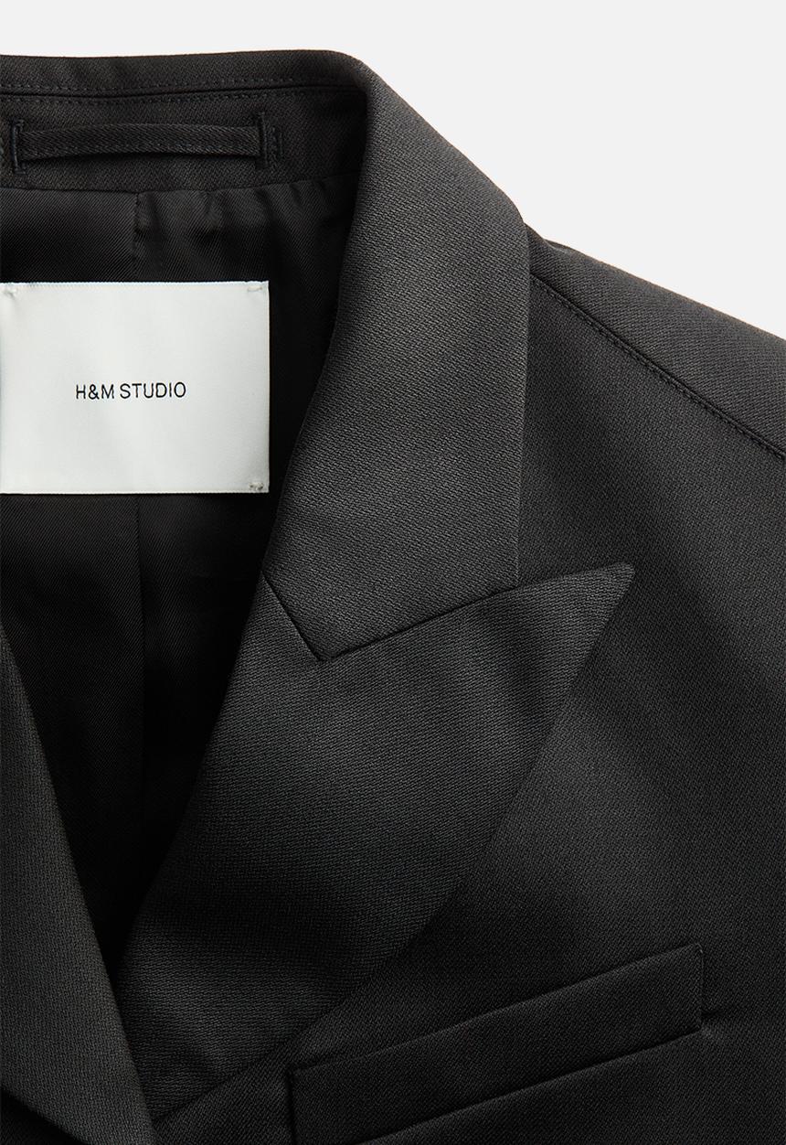 H&M - H&M Studio: Single-breasted wool-blend blazer - black