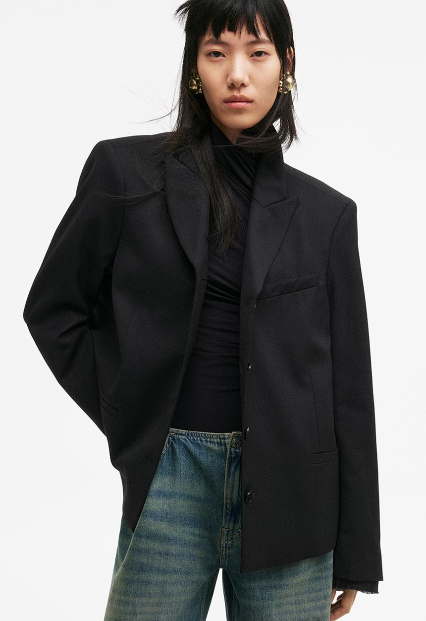 H&M - H&M Studio: Single-breasted wool-blend blazer - black