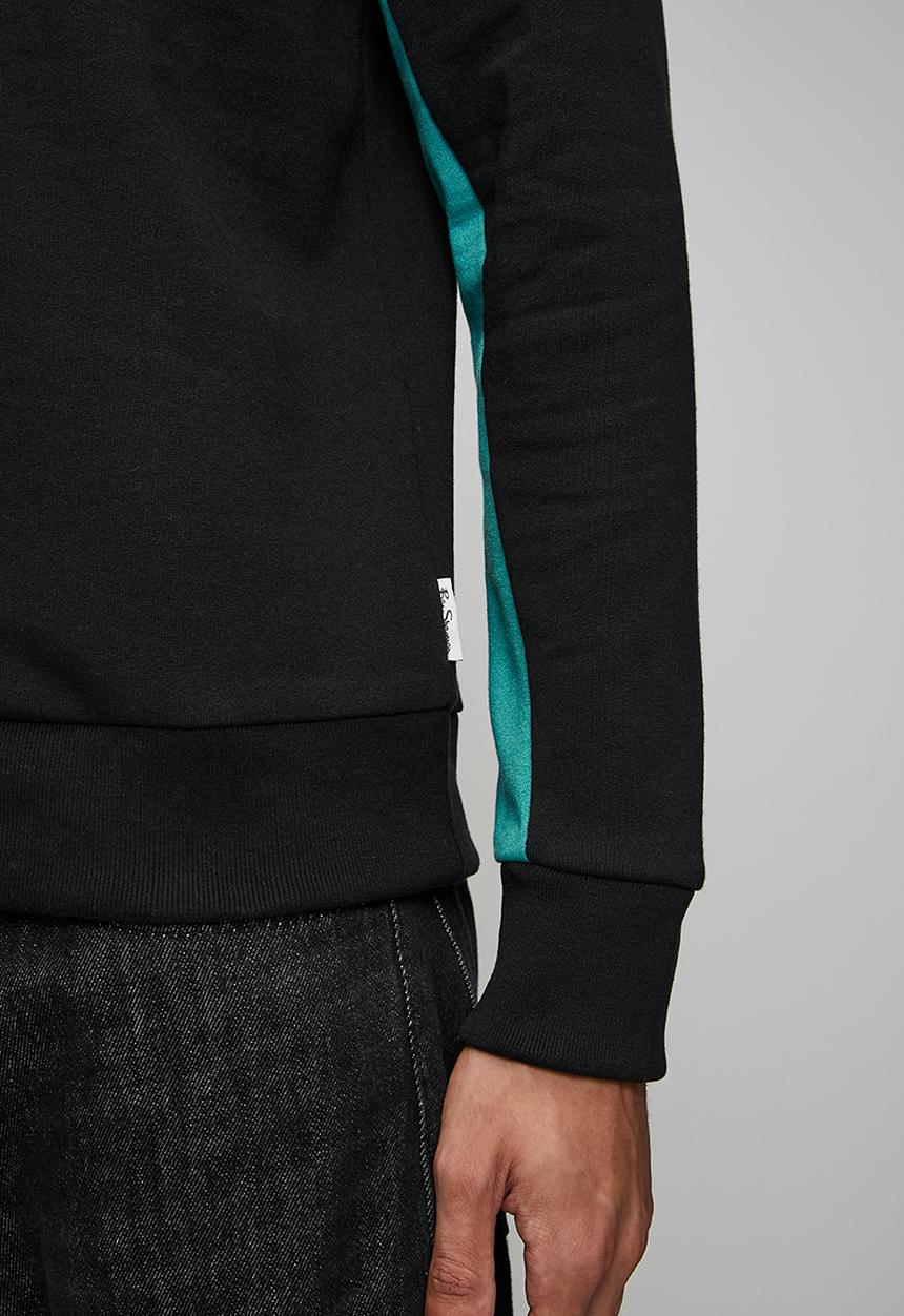 Ben Sherman - Panelled Colour Block Crew Sweater - Aqua Teal