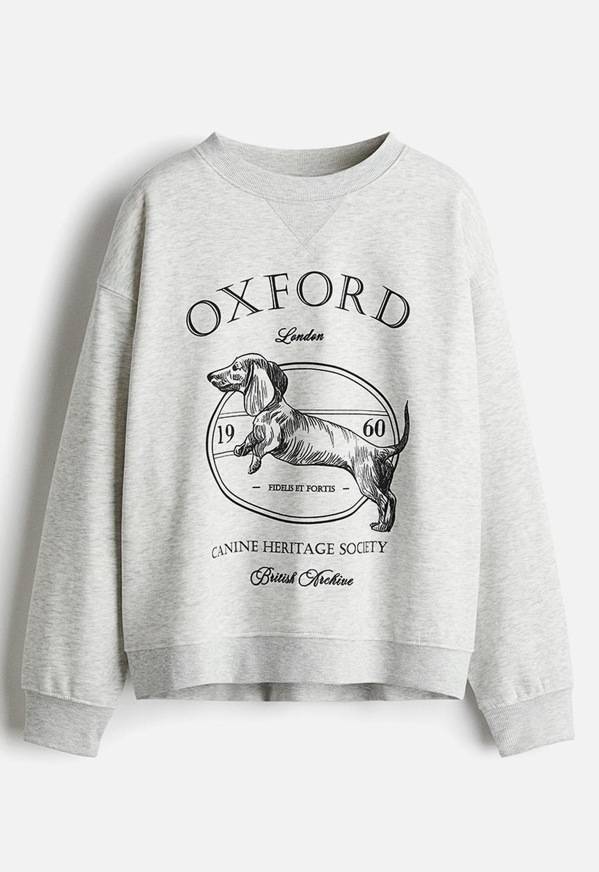H&M - Text-motif sweatshirt - light grey marl oxford 
