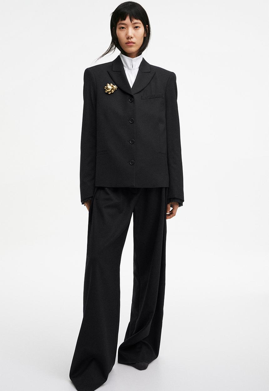 H&M - H&M Studio: Wool-blend tailored trousers - black